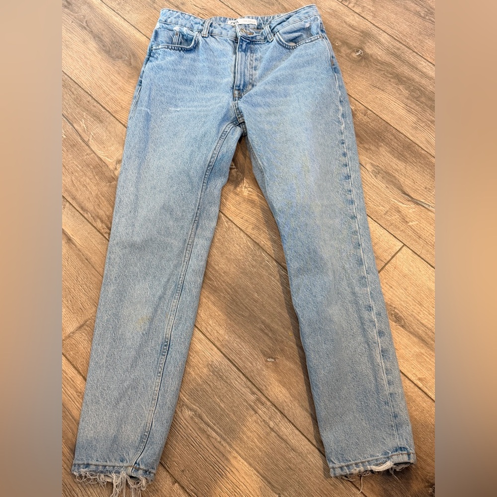 Zara Light Blue Straight-Leg Women's Jeans